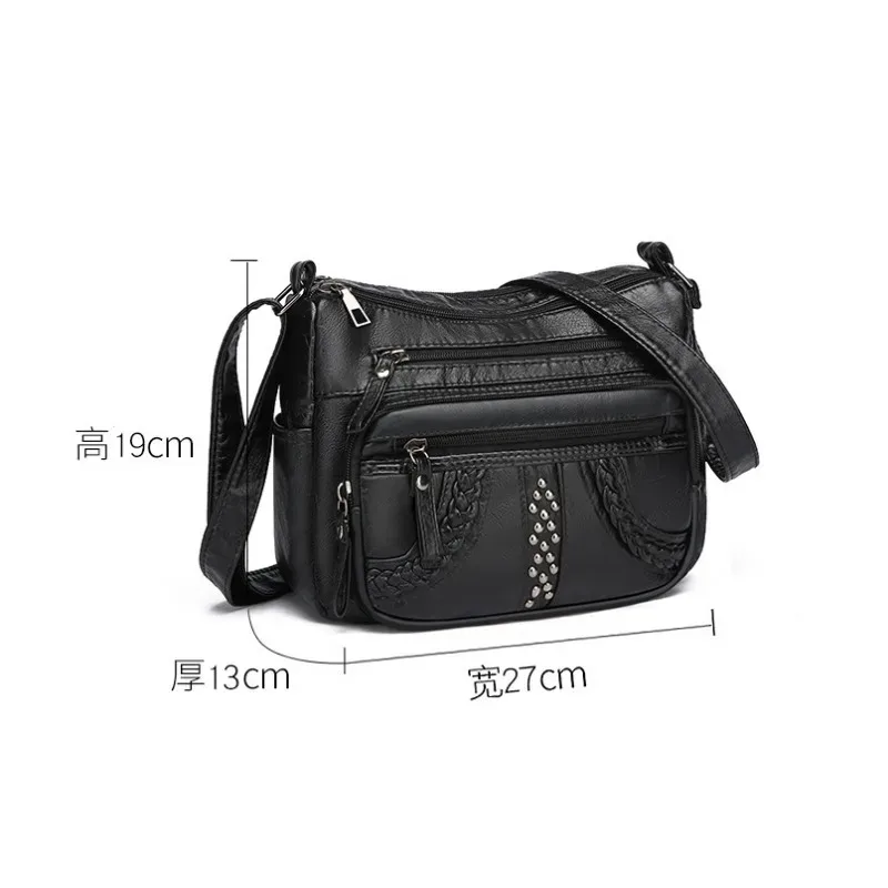 1 pièces en cuir pu souple multi-poches sac à bandoulière grande capacité minimaliste décontracté épaule sac à bandoulière à la mode