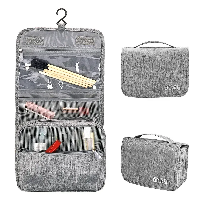 trousse de toilette portable en tissu oxford pour hommes et femmes, organisateur de voyage étanche à suspendre