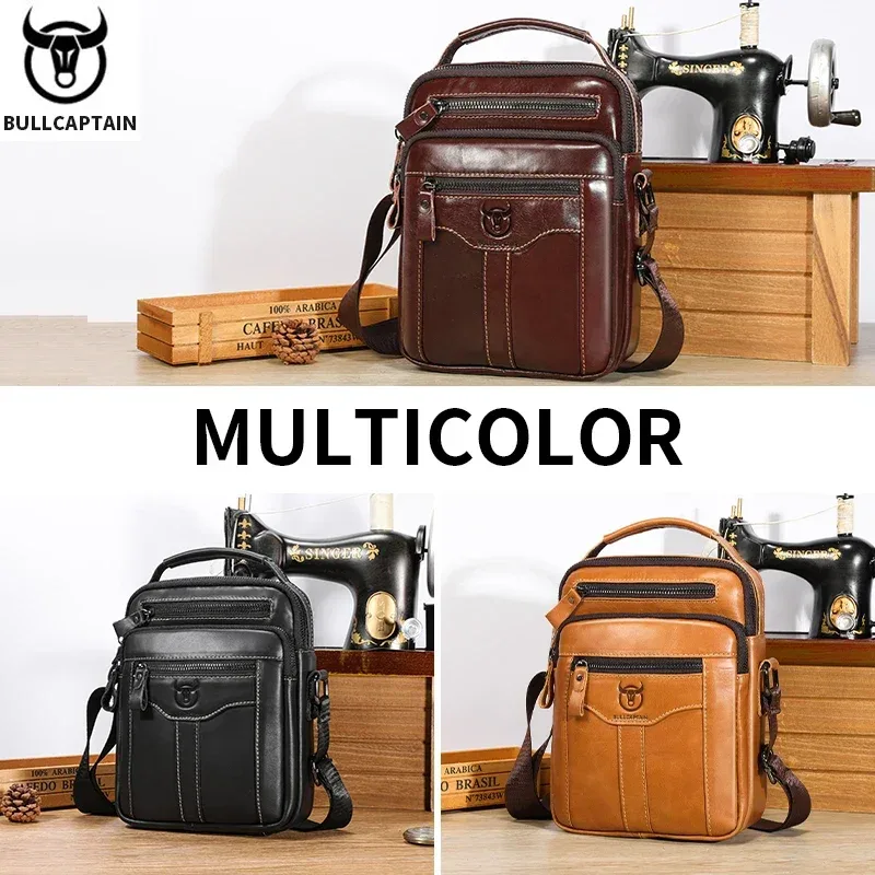 bullcaptain – sac à bandoulière en cuir véritable pour hommes, sac d'affaires pour tablette de 7.9 pouces, sac enveloppe portable multifonctionnel