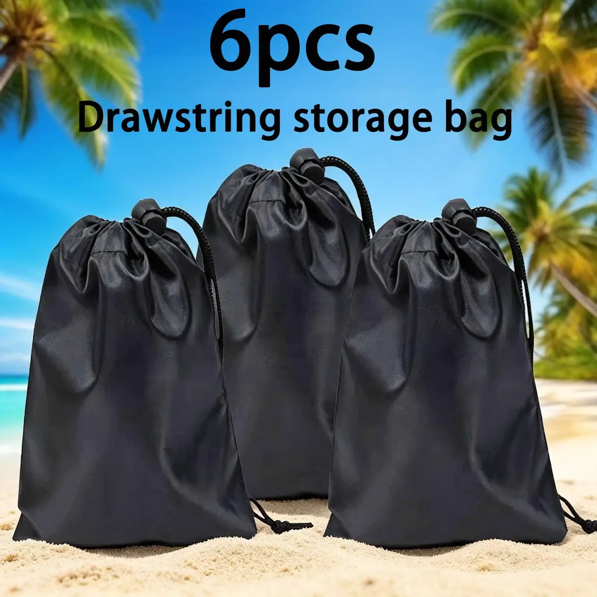sac de rangement de voyage en tissu oxford, sac organisateur de bagages noir à cordon de serrage, sac de rangement divers, rangement de voyage/maison