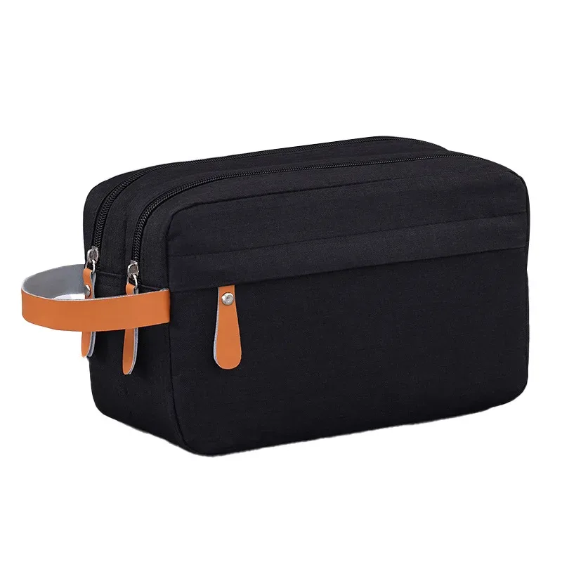 sac de toilette personnalisé pour homme avec broderie de nom, sac de toilette double couche en tissu oxford grande capacité, pochette de voyage avec texte personnalisé