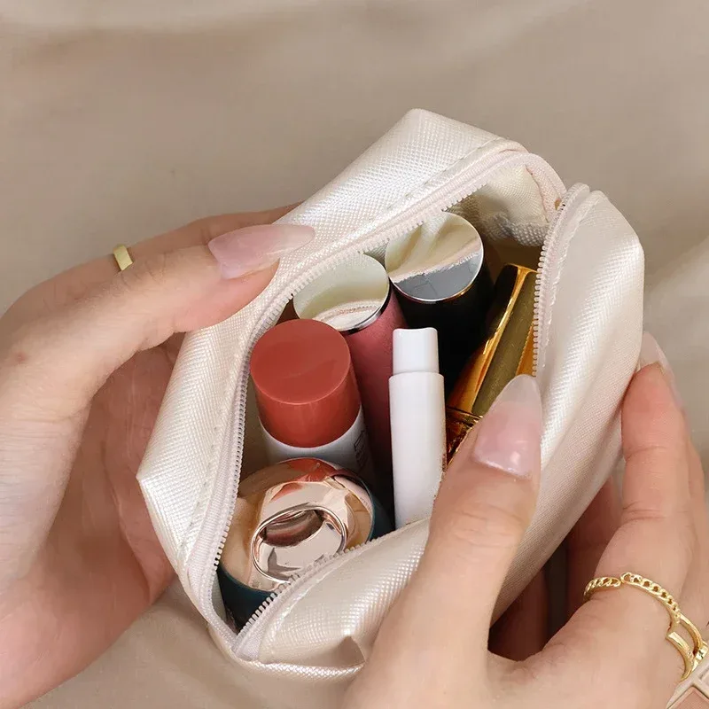 mini trousse de maquillage pour sac à main, sac cosmétique en pu, trousse de toilette étanche, trousse de maquillage de voyage, rouge à lèvres, poudres cosmétiques, étuis de rangement