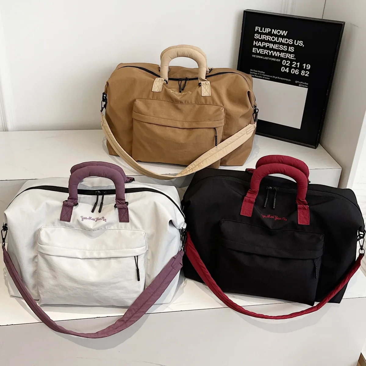 sac de voyage portable pliable pour hommes, sac à bagages léger de grande capacité pour courtes distances, boîtier de chariot de voyage fitness avec sac supplémentaire pour le camping et le shopping