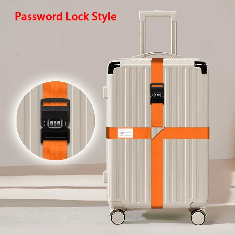 sangles de bagages en nylon avec porte-carte d'identité, réglables, pour l'organisation des bagages, avec cadenas à combinaison, accessoires de voyage anti-perte