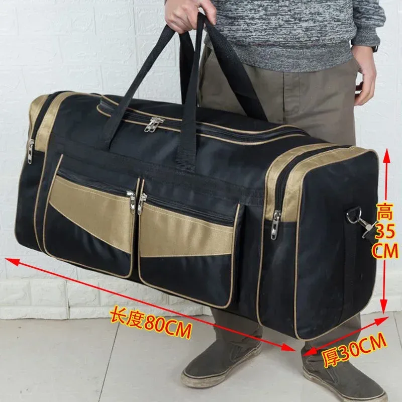 sac voyage nylon patchwork noir bandes dorées poches lateral zippées format rectangulaire sac week-end sport polyvalent