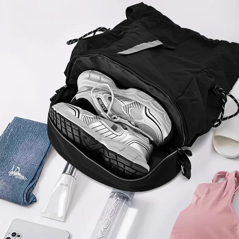 sac à dos de voyage avec cordon de serrage, imperméable, léger, avec bande réfléchissante, idéal pour la mode quotidienne