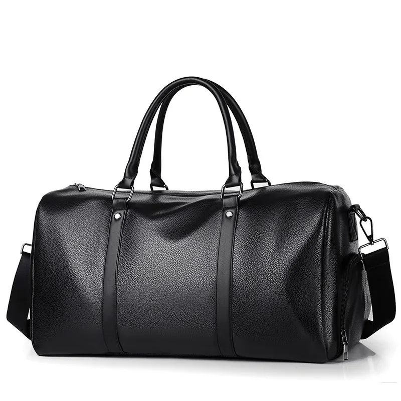 sac de voyage en cuir pu imperméable de grande capacité pour hommes, sac de week-end de nuit, bagage à main, sac multi-poches