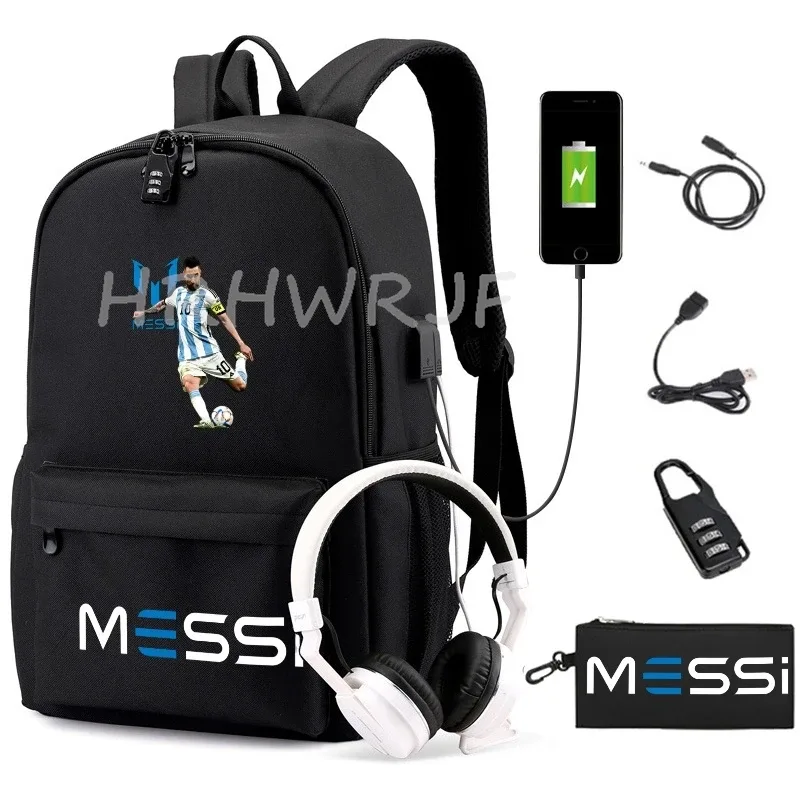 sac à dos de sport messi camouflage pour femmes et hommes, sac à dos pour ordinateur portable pour adolescents, étudiants, sac à dos orthopédique de voyage avec trousse à crayons 2 pièces