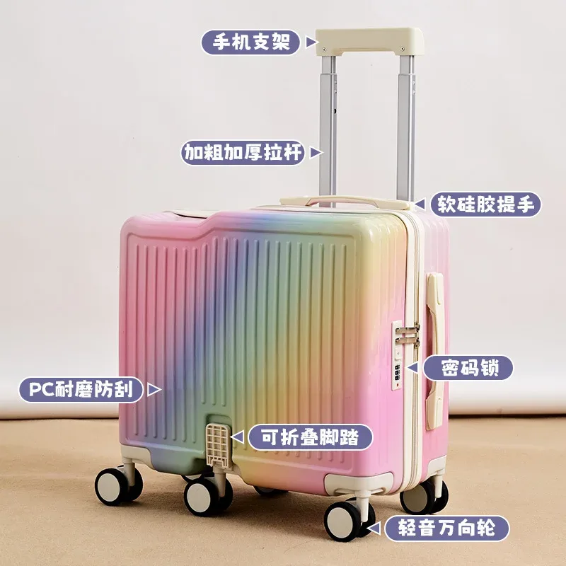 valise trolley pour enfants avec compartiment à bagages, jouet à roulettes, boîte à code, bagage cabine 20 pouces, compacte et légère pour le voyage