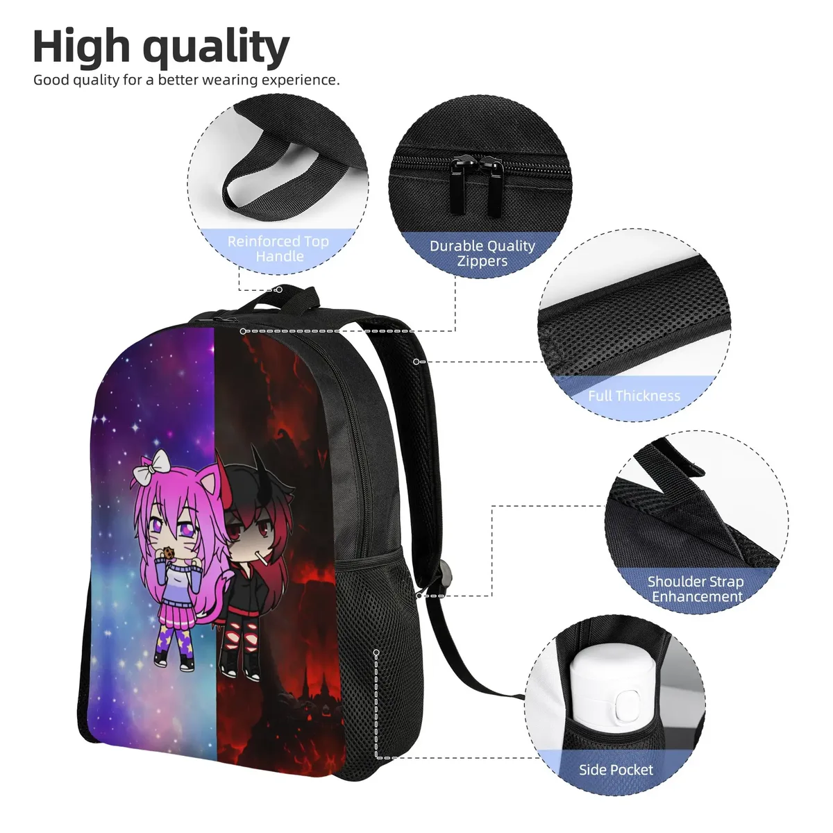sac à dos gacha life game, sacs à dos de randonnée, sacs d'école élégants pour hommes, sac à dos respirant de designer