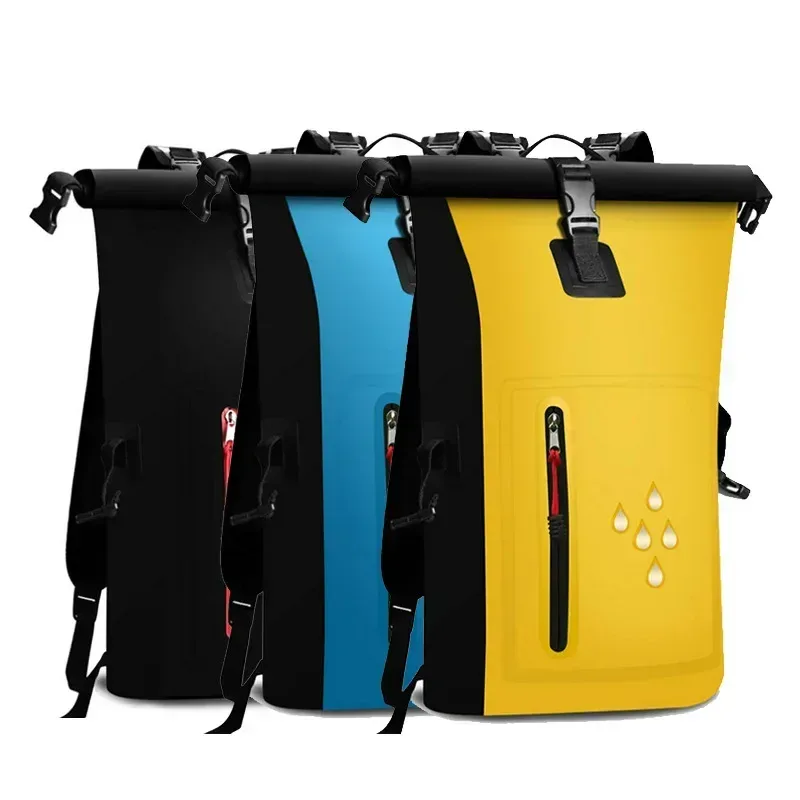 sac à dos étanche avec fermeture à roulettes robuste, sac de natation avec poche frontale à fermeture éclair pour kayak, camping, pêche, voyage mochila