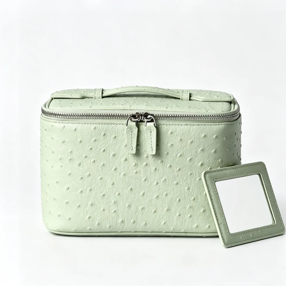 trousse de toilette de voyage en cuir véritable grande capacité, motif autruche, nouvelle collection luxe, portable, pour cosmétiques
