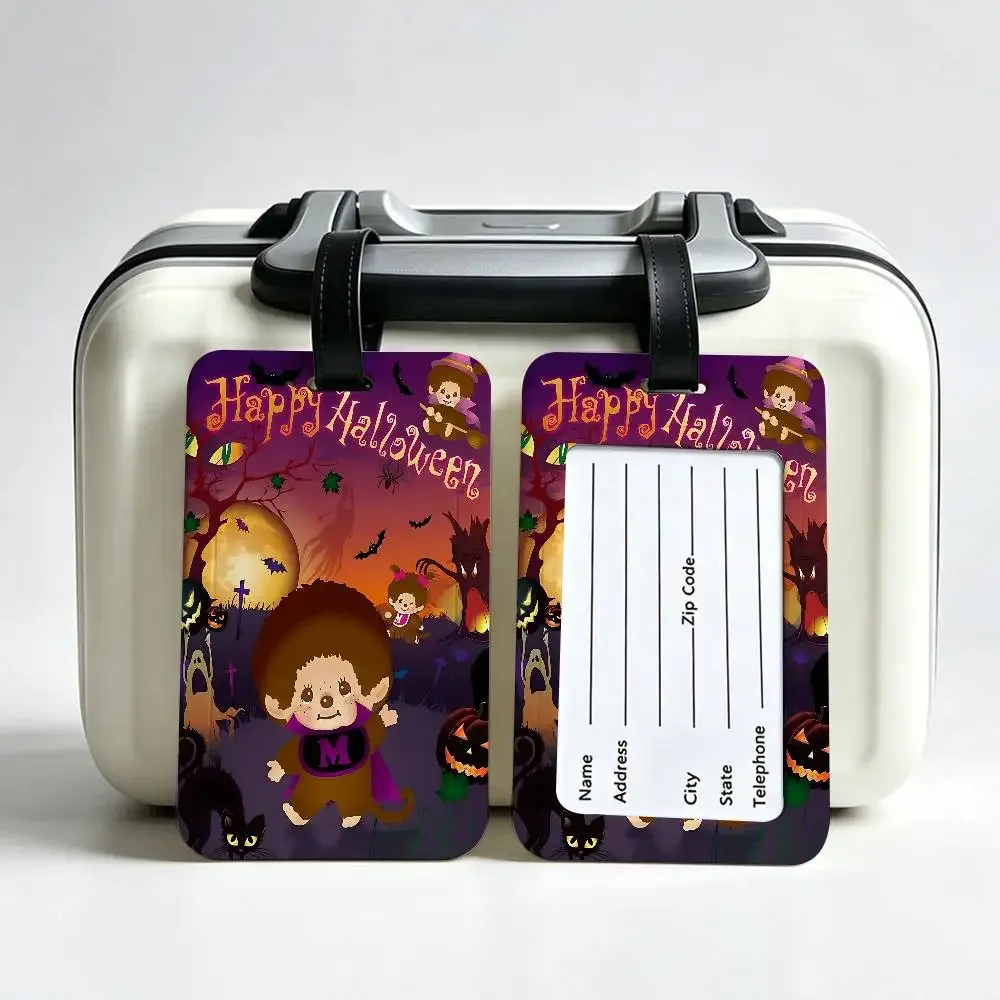 étiquette bagage plastique pvc motif dessin animé monchhichi personnages lapins filles bleu rouge gris rose blanc voyage école usage journalier antiperte