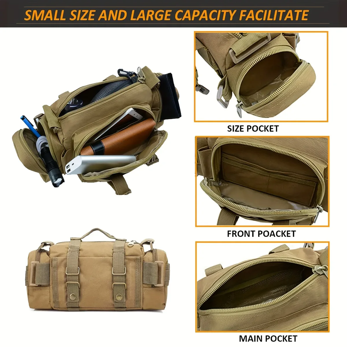 sac banane imperméable pour homme, sac à bandoulière croisé pour la randonnée, l'escalade, la pêche et le camping