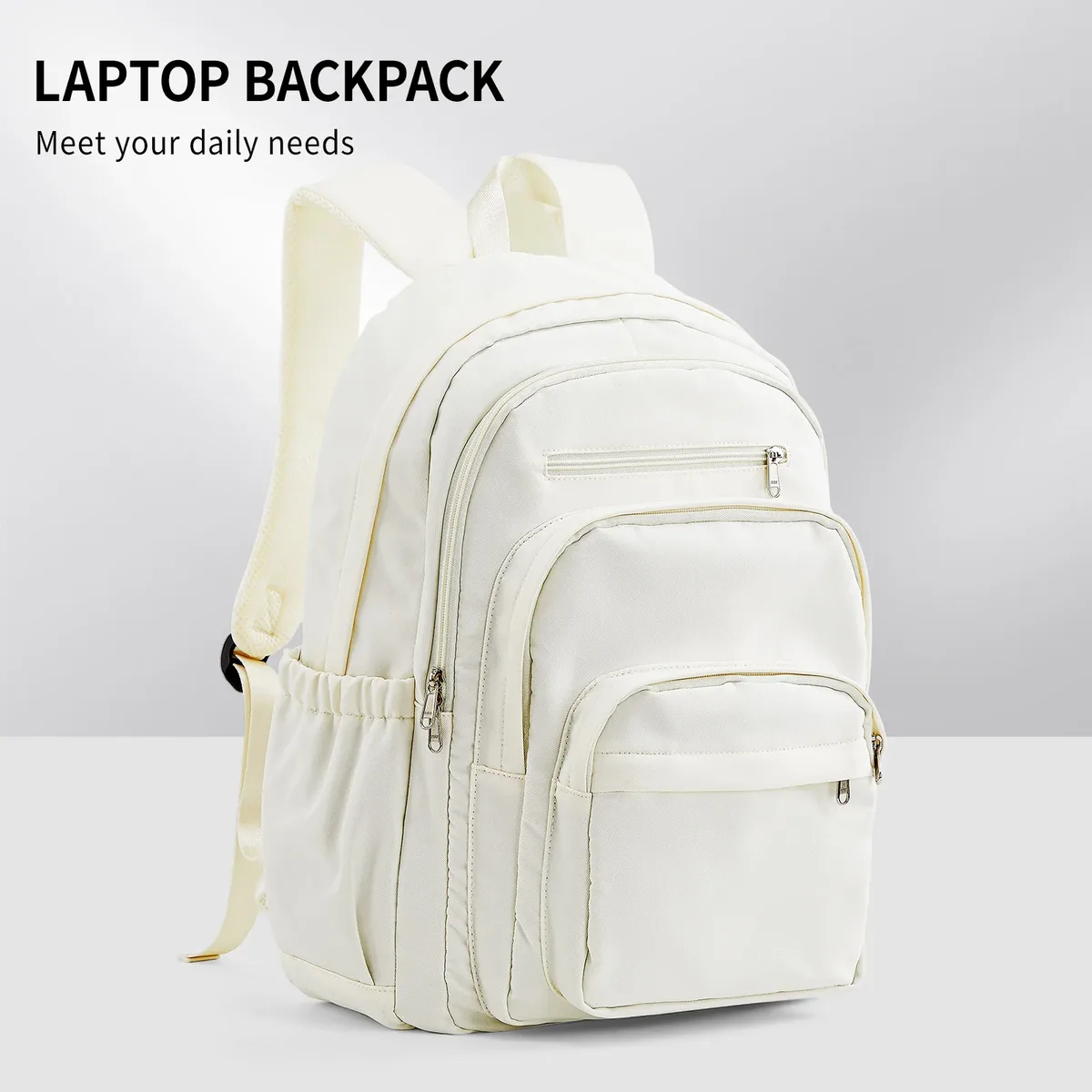 sac à dos décontracté en nylon, sac à dos pour femme, design multi-poches en bleu clair durable pour l'école, le lycée et l'université