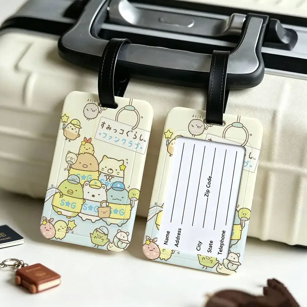 porte-étiquette d'identification anti-perte en pvc flexible sumikko gurashi, anime japonais, pour tous types de sacs de voyage