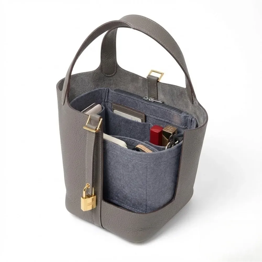 organisateur de sac à insérer en feutre, adapté à picotin 18 22 26, sac seau, doublure façonnant, séparateur de sac à main, rangement de sac à main, étui de maquillage portable