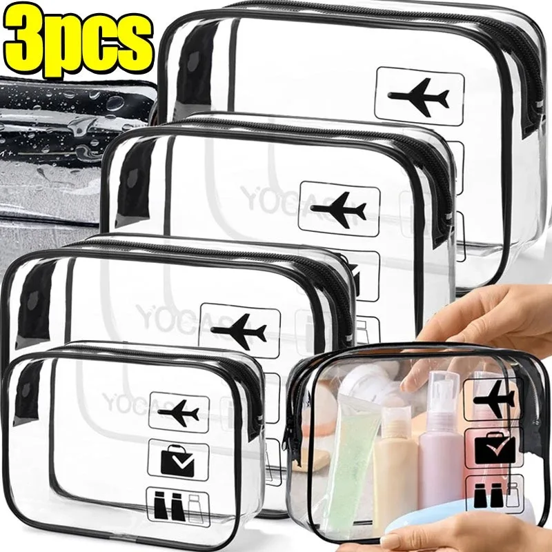 1/3 pièces transparent fermeture éclair maquillage sac organisateur boîte hommes femmes voyage clair sac cosmétique étanche toilette lavage maquillage sacs