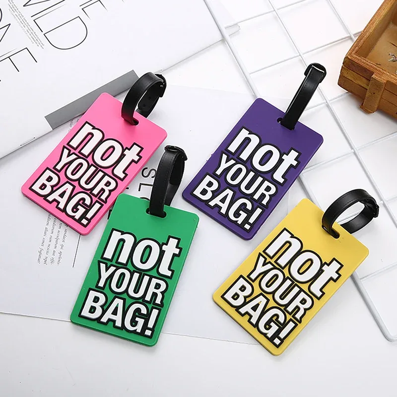 étiquette bagage silicone pvc colorée identification voyage affaires vacances fenêtre informations personnalisable plaquette transport sécurité