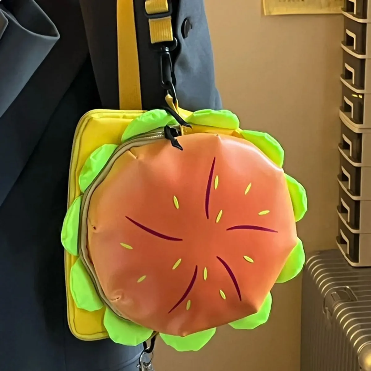 sac dos pvc hamburger motif graines ligne rouge feuille vert soie doublure voyage plein air capacité inférieure 20 litres