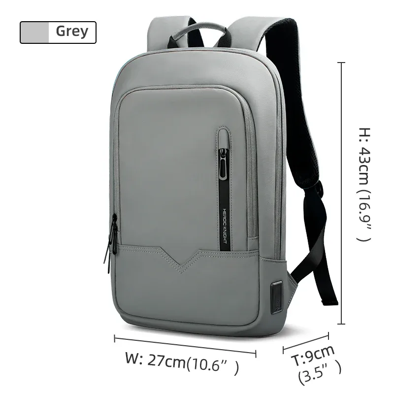 heroic knight – sac à dos d'affaires pour hommes, fin, étanche, pour ordinateur portable de 14 pouces, léger, pour collège, à la mode, pour femmes, noir