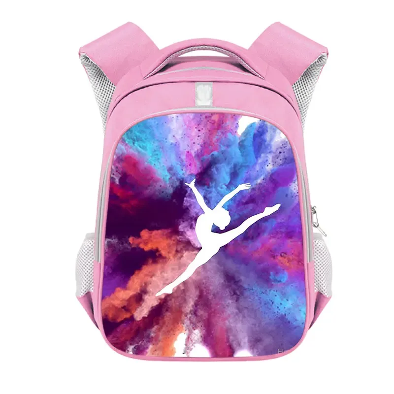 sac à dos imprimé de gymnastique rythmique pour filles, sac d'école de 13 à 16 pouces, sac de rangement de voyage de grande capacité, sac à dos d'athlète de danse