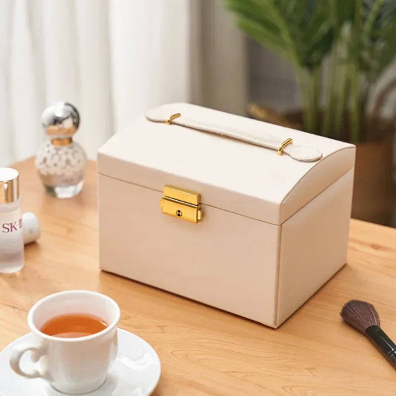 organisateur voyage bijoux pu rose vert marine compartiment tiroirs poignées elégantes stockage cosmétiques femmes travail vacances