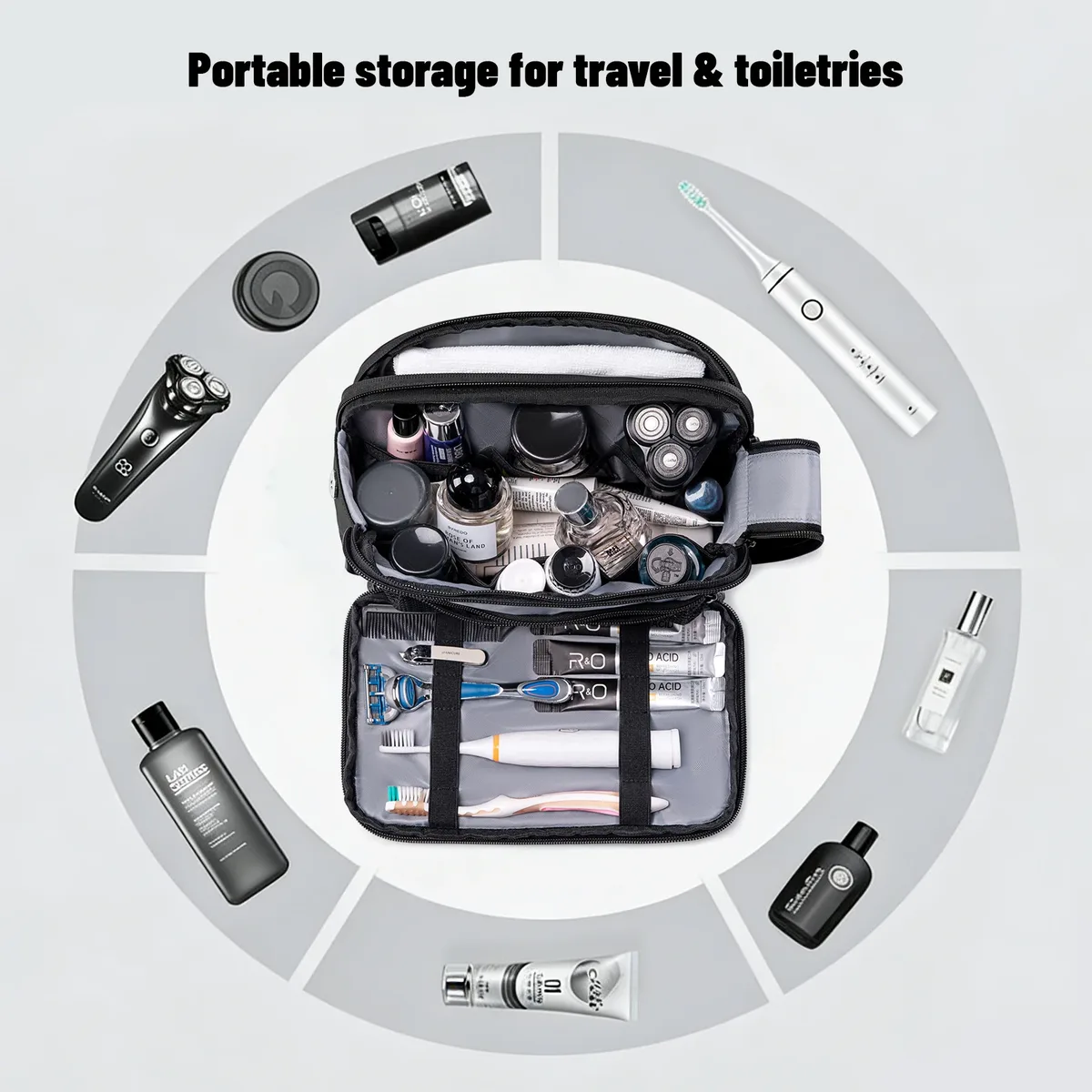 trousse de toilette pour homme heroic knight travel, multi-poches, organisateur de cosmétiques, trousse de toilette de haute qualité, imperméable, pour la douche et le rasage.