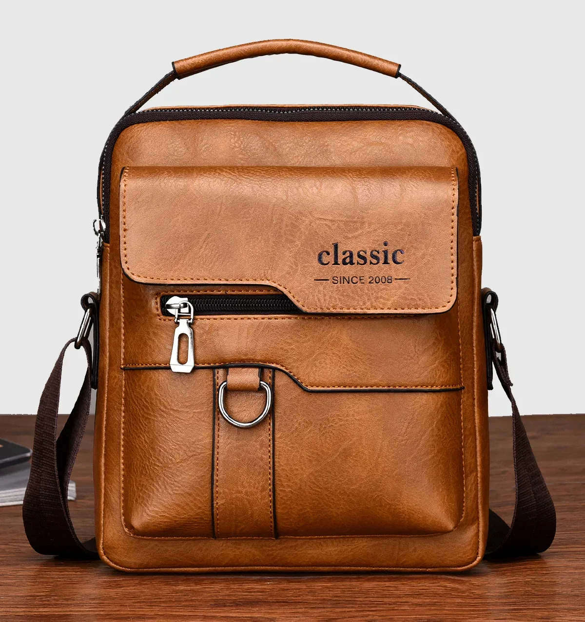 sac à bandoulière en cuir pour hommes, marque de luxe, sacs à main marron business, grande capacité, sacoches latérales, nouvelle collection 2024