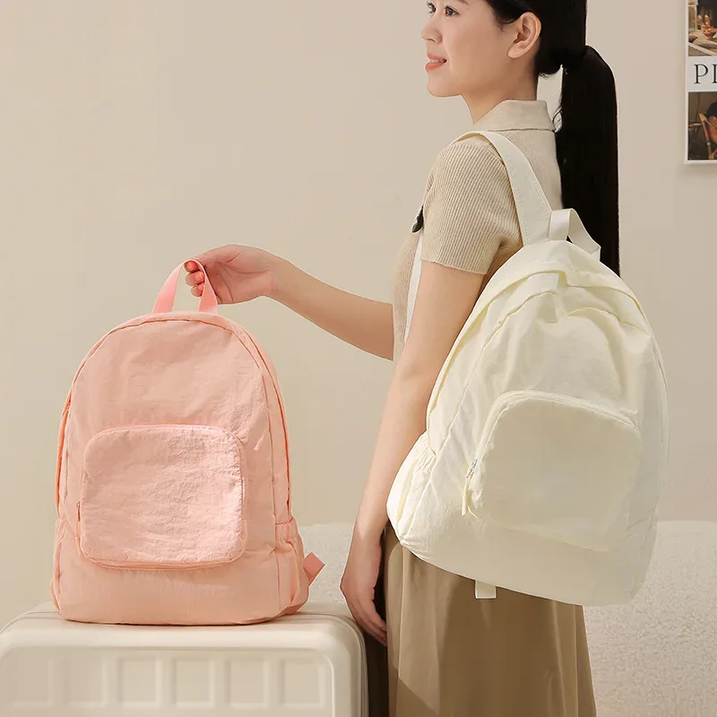 sac à dos pliable pour femmes, sac de voyage minimaliste de grande capacité, étanche, sac de rangement portable décontracté, sac polyvalent