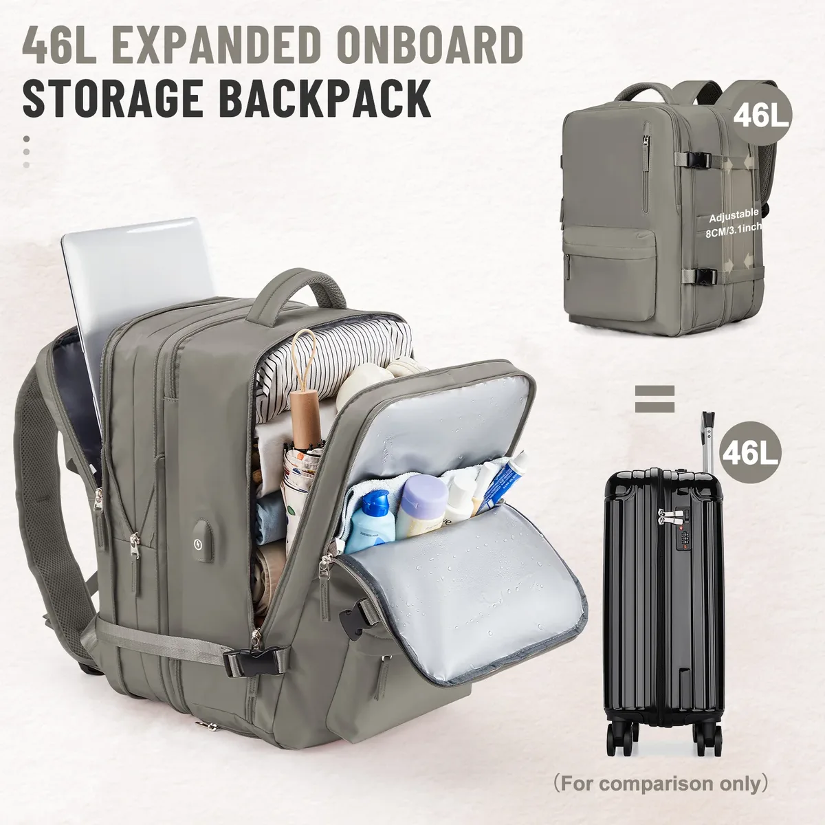 sac à dos de voyage aérien étanche pour hommes et femmes, bagages à main, sacs pour ordinateur portable, grande capacité, sac initié, 6 000