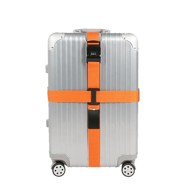 sangle de valise à verrouillage par code, sangle de bagage réglable, ceinture de fixation croisée, accessoires essentiels de voyage, fournitures pour valises, sangle de fixation