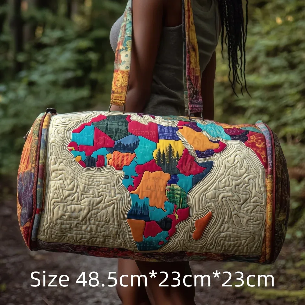 sac de voyage 3d matelassé afrique pour femme, sac de week-end bohème avec imprimé carte des femmes africaines, bagage cabine, sacs de festival uniques