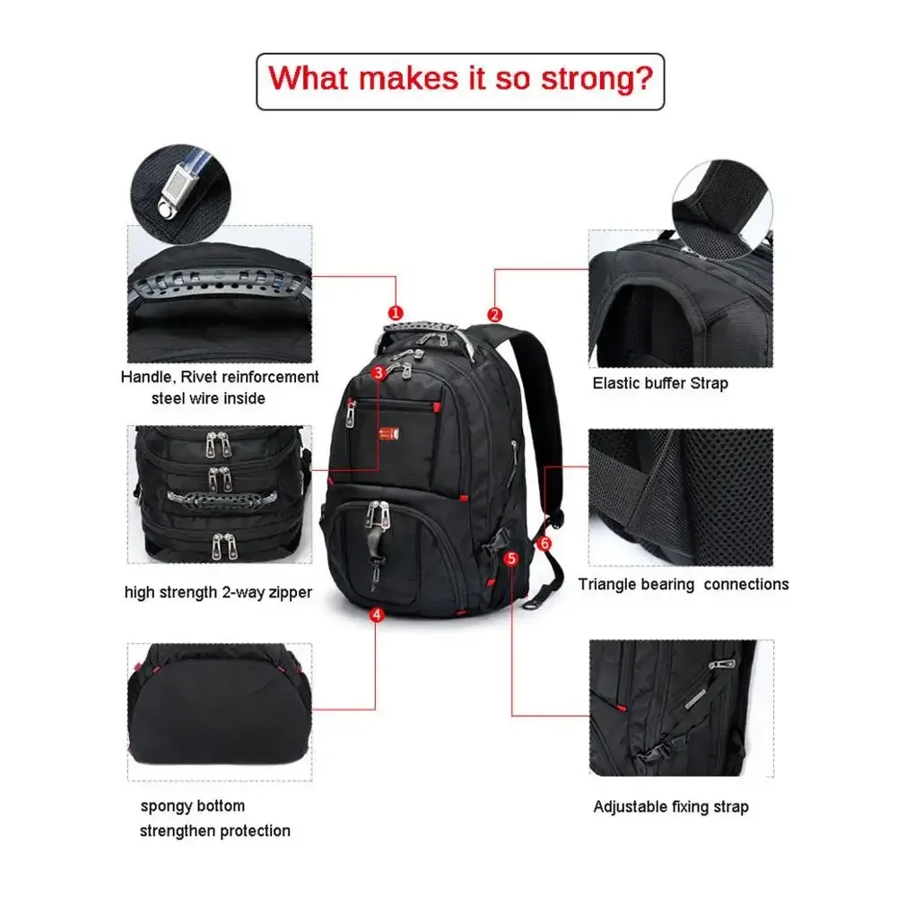 sac à dos pour ordinateur portable de 17 pouces, multifonctionnel, durable, avec port de charge usb, sac de voyage, sac à dos d'étudiant, résistant à l'eau