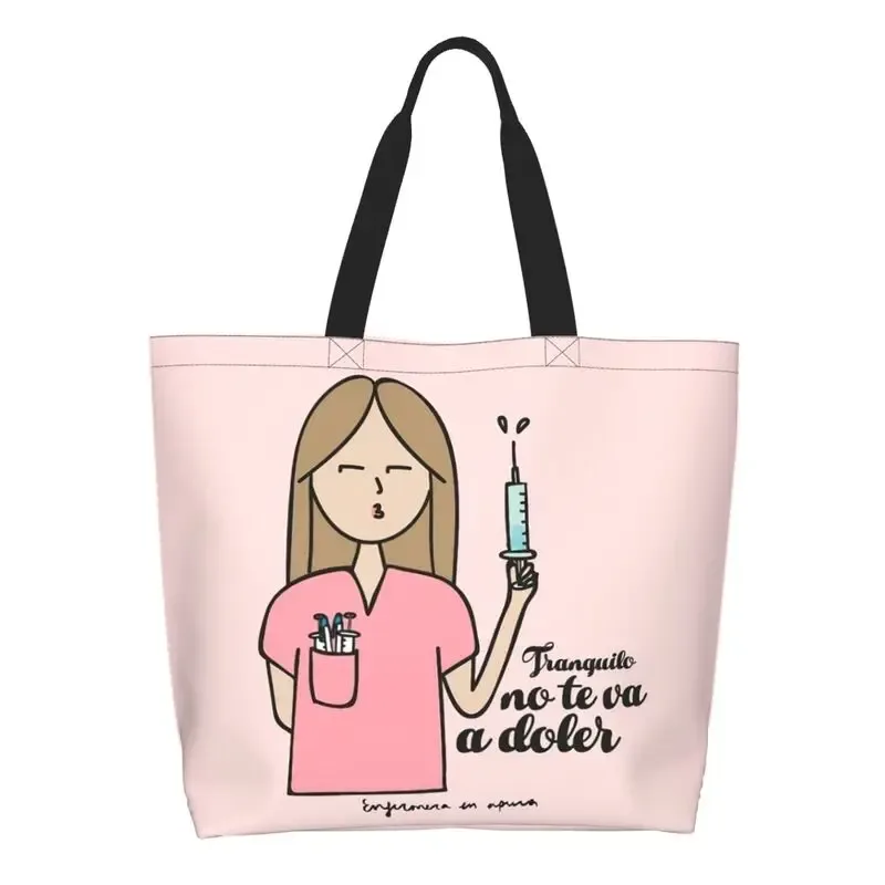 dessin animé médecin infirmière enfermera en apuros sacs d'épicerie grande capacité esthétique merch pour femme rue sac à bandoulière