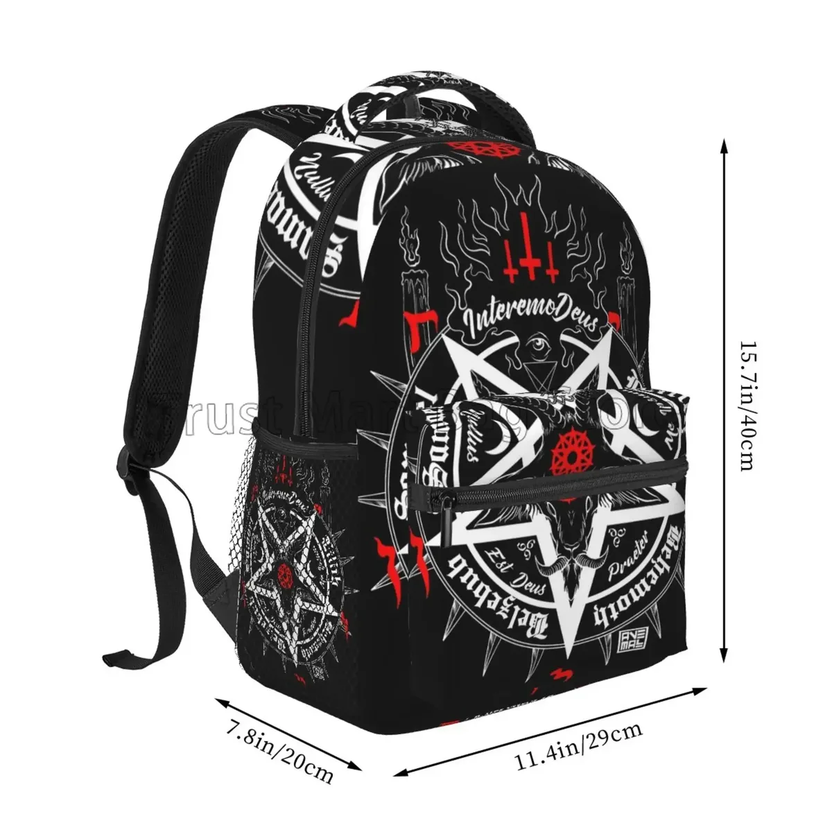 satanique occulte noir satan crâne tête de chèvre morte impression graphique sac à dos pour ordinateur portable unisexe grands sacs à bandoulière décontractés voyage sac à dos