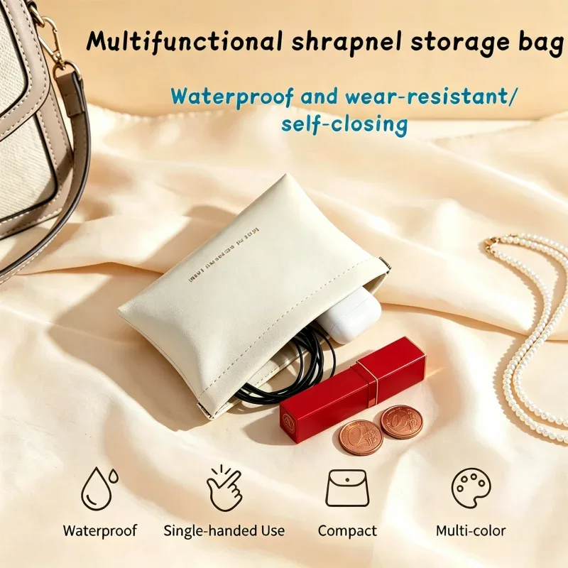 mini sac de rangement pour shrapnel, 1 pièce, fermeture automatique, sac de rangement, porte-monnaie, sac à cosmétiques, sac de voyage portable, cadeau pour fille