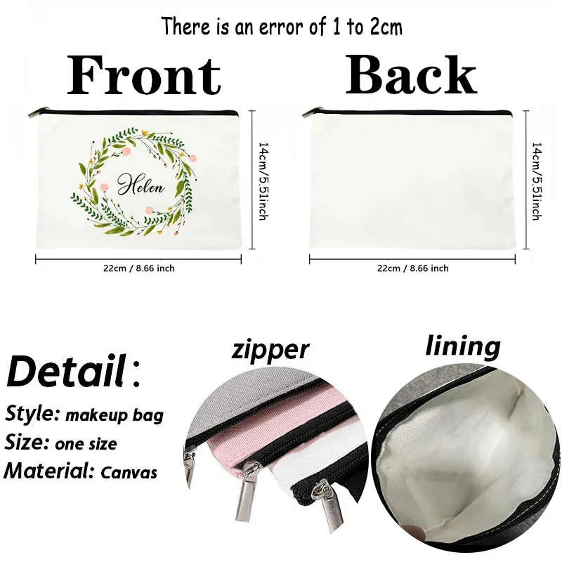 guirlande nom personnalisé toile sac cosmétique voyage fermeture éclair rangement trousses de toilette rétro trousse à crayons enseignant mariée cadeau personnaliser