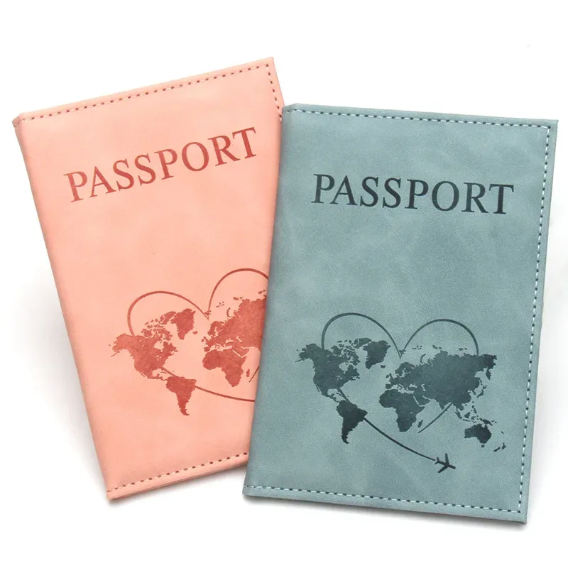 housse passeport personnalisée gravée nom | porte-passeport cuir pu pour couples femmes | étui voyage pvc nominatif (14.2x9.8cm)