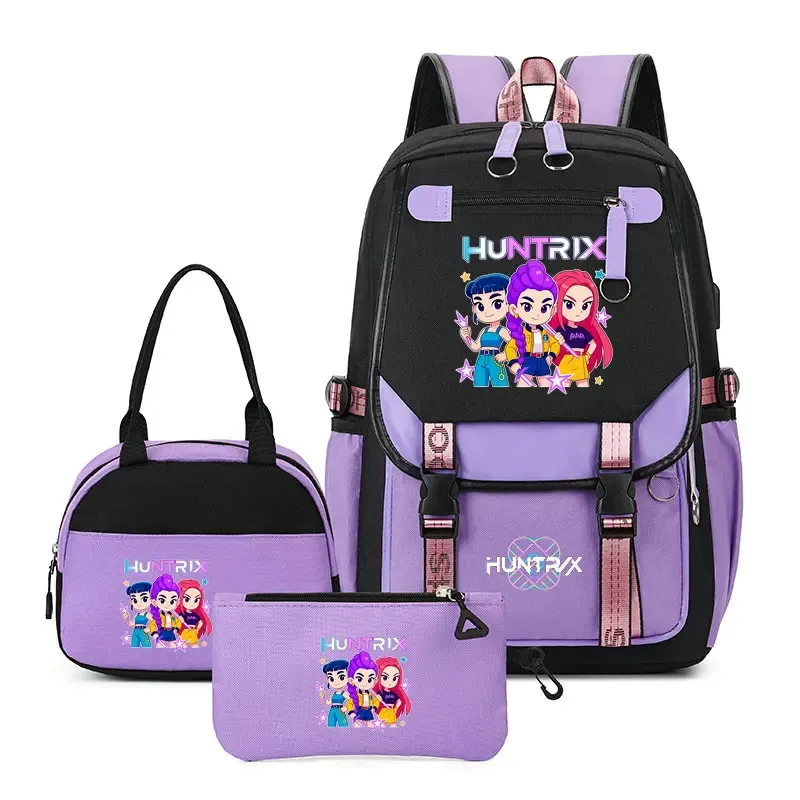 sacs à dos tendance k-pop demon hunters pour adolescentes, sacs à bandoulière, trousse à crayons, ensemble de sacs d'école pour étudiants, sac de voyage mochila
