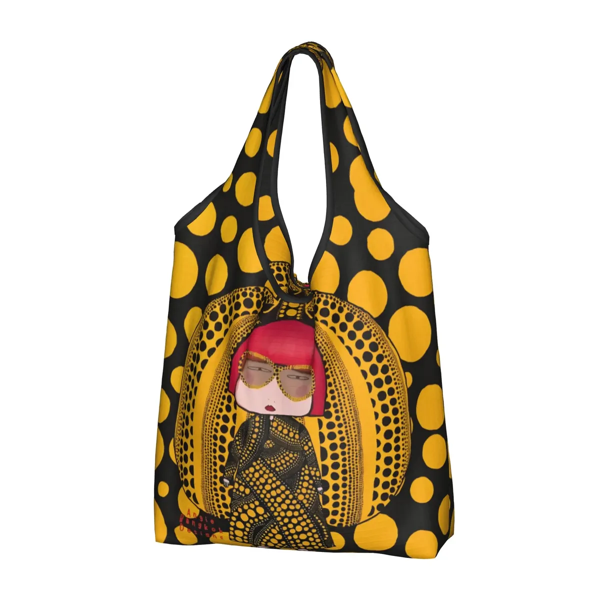 sac de courses abstrait yayoi kusama, sac fourre-tout mignon à bandoulière, grande capacité, sac à main portable à pois