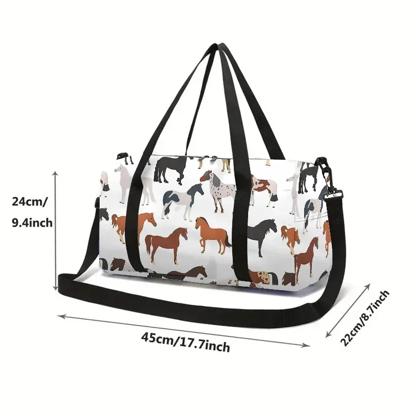 sac de voyage à grande capacité pour garçons et filles, motif animal de dessin animé, cheval, meilleurs cadeaux, sac de voyage 2d en dessin animé, sac à main pour enfants