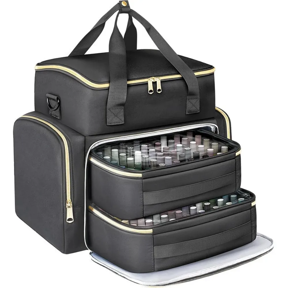 sac de rangement pour vernis à ongles grande capacité avec bandoulière, 96 compartiments, trousse de soin des ongles, sac de maquillage portable
