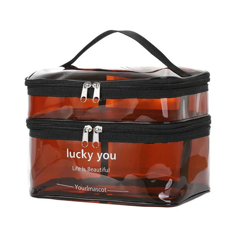 trousse de maquillage transparente en pvc pour femme, trousse de toilette étanche, trousse de maquillage de voyage, trousse de rangement de lavage de beauté, trousse de maquillage à fermeture éclair
