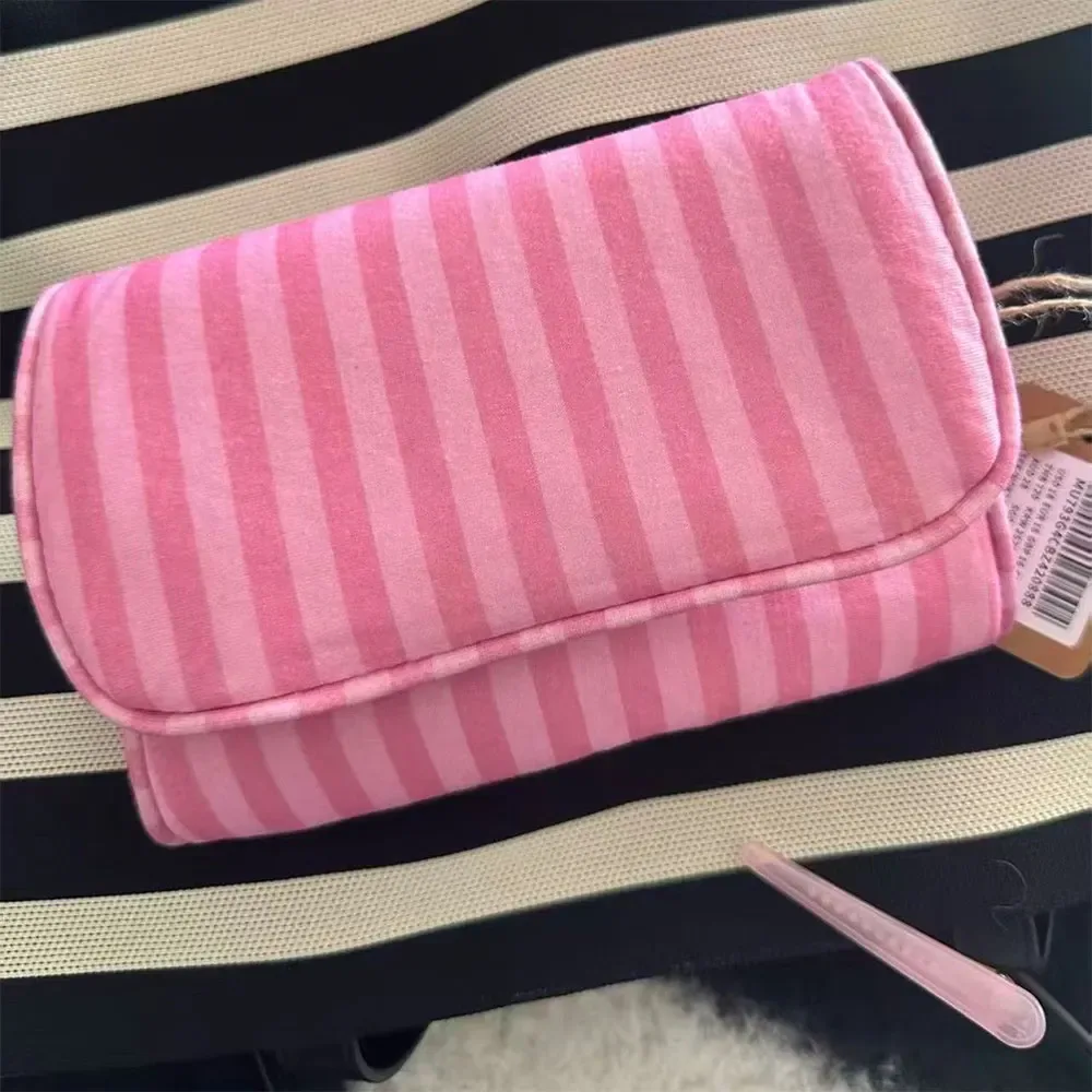 trousse de maquillage portable à rabat avec miroir, organisateur de voyage à fermeture éclair pour cosmétiques, trousse de toilette de voyage portable, sac de rangement beauté