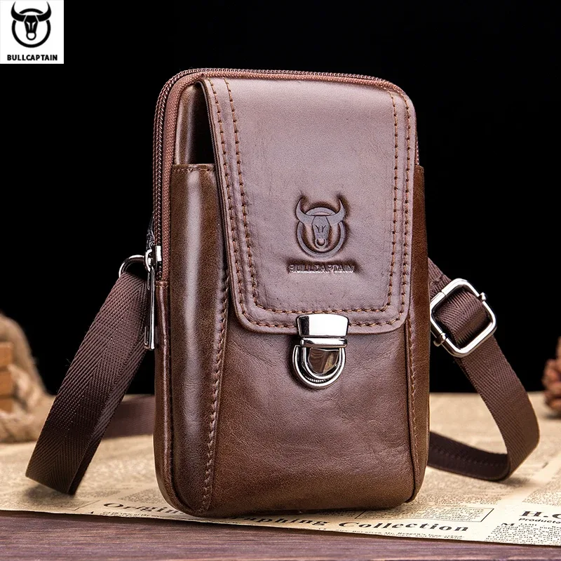 bullcaptain sac banane vintage en cuir véritable pour hommes, sac de voyage, sac banane à la ceinture, sac à bandoulière, pochette pour téléphone portable