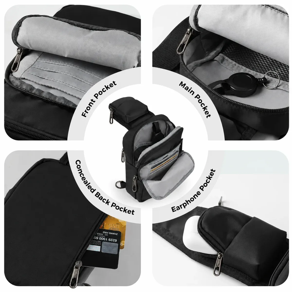 sac à bandoulière décontracté et tendance anti-rfid pour hommes, sac de poitrine sportif urbain, sac à épaule simple et léger pour les trajets quotidiens