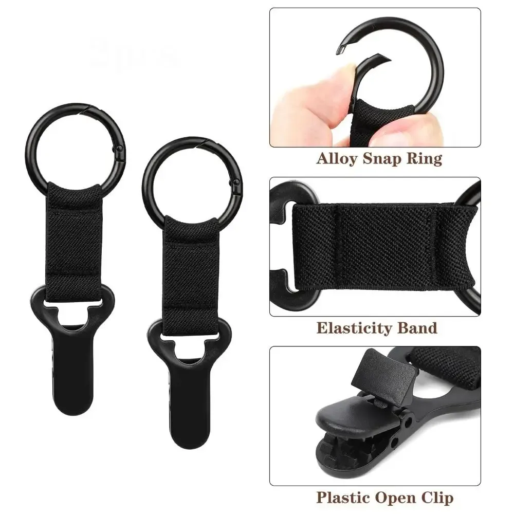 clip voyage chapeau nylon noir bande élastique boucle métallique support mains libres anti perte sac dos main