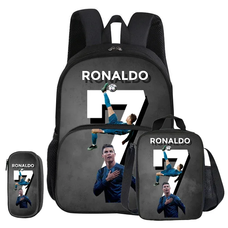 sac dos nylon noir rouge vert sport football trophées ronaldo identité visuelle unisexe voyage école université tranche intermédiaire informatique