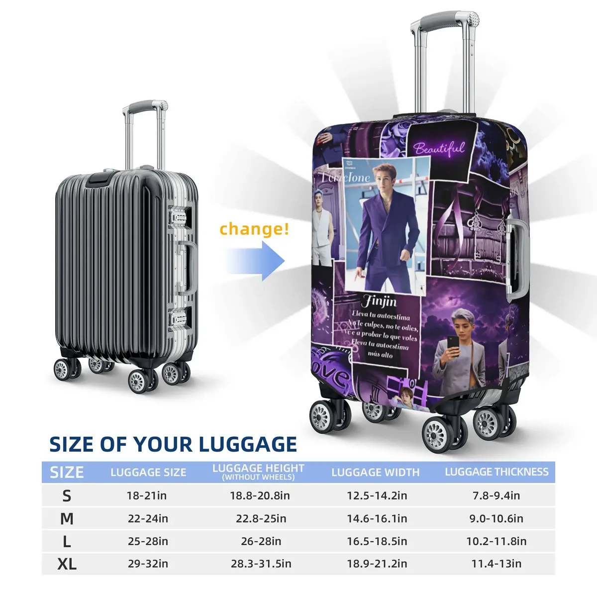 housse de valise anti-poussière mj jinjin cha eun woo a-astros collage yoon san ha rocky pour bagages de voyage de 18 à 32 pouces